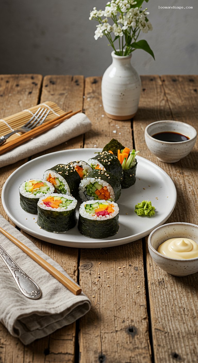 Veggie Sushi Rolls with Avocado and Cucumber