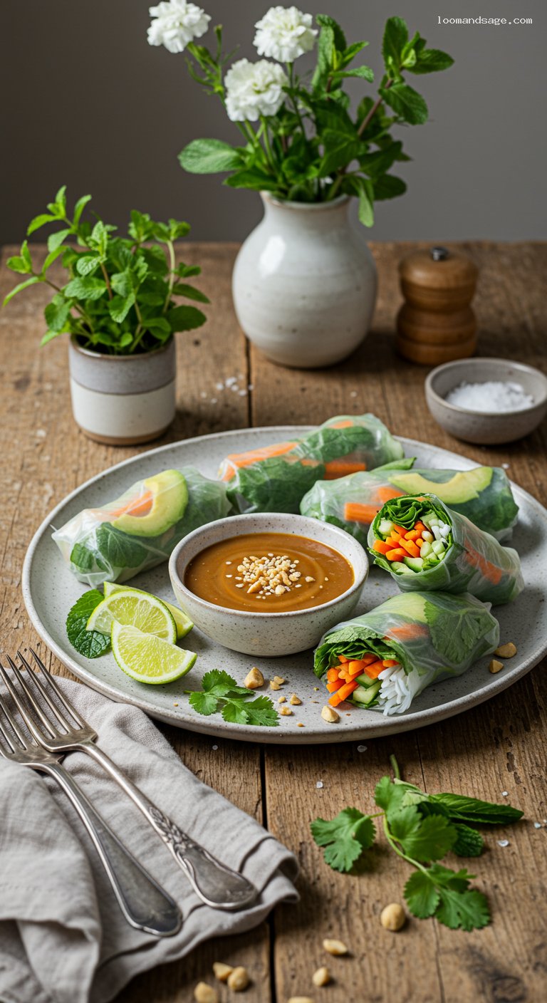 Vietnamese Fresh Spring Rolls with Hoisin-Peanut Sauce