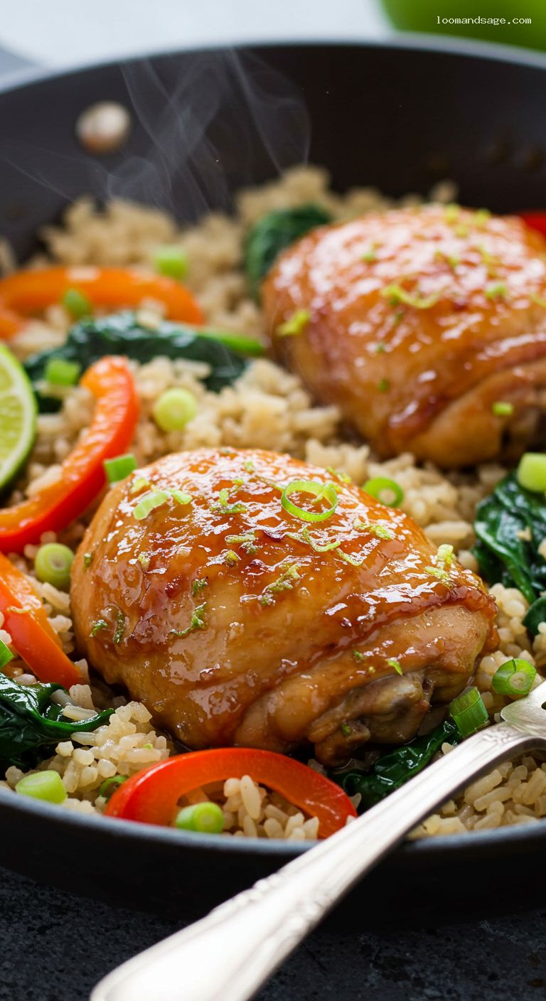 Weeknight Coconut-Lime Chicken and Rice Skillet – Closeup