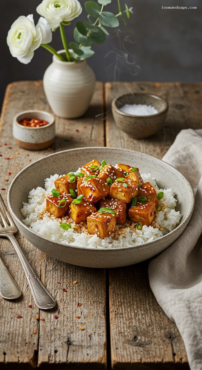 Weeknight Garlic-Chili Tofu Rice Bowl