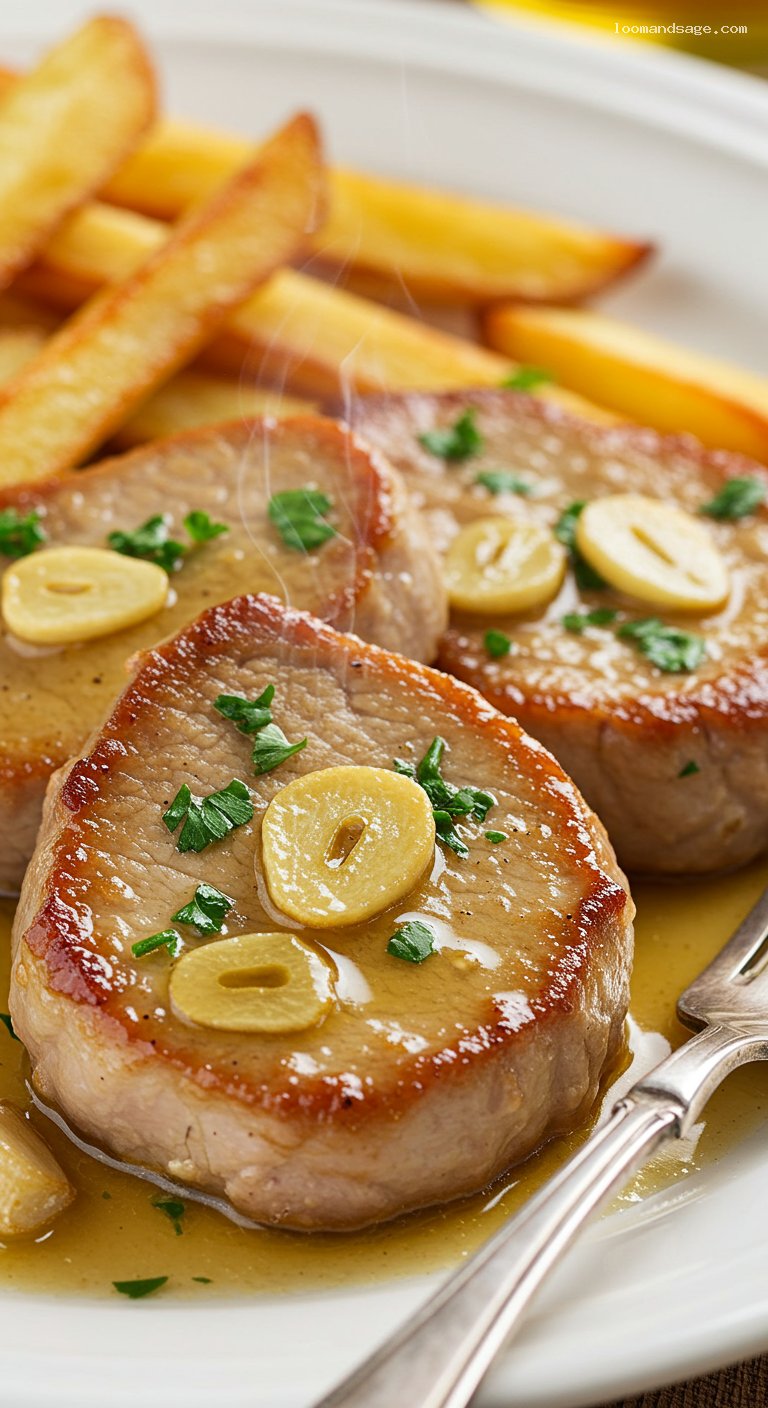 Whisky Pork Tenderloin with Garlic and Lemon – Closeup