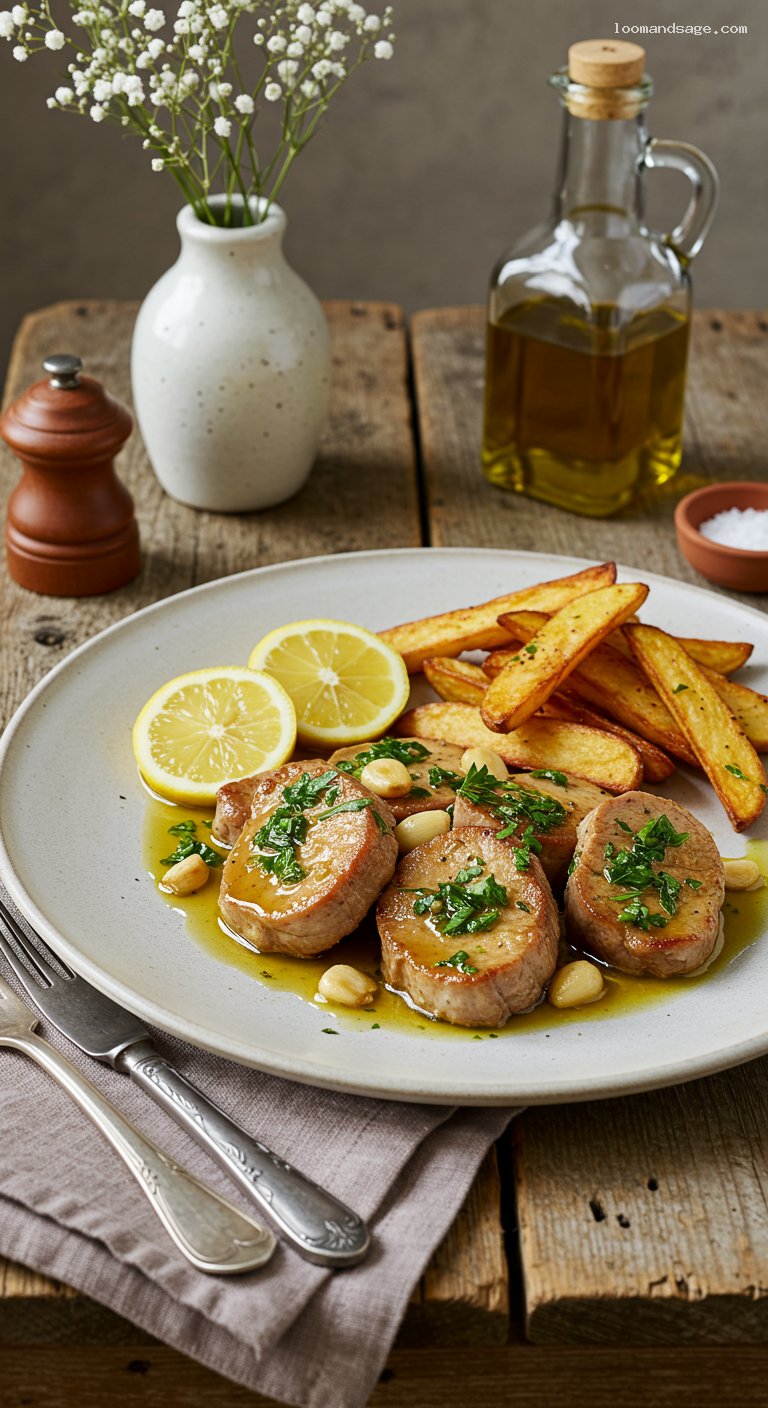 Whisky Pork Tenderloin with Garlic and Lemon