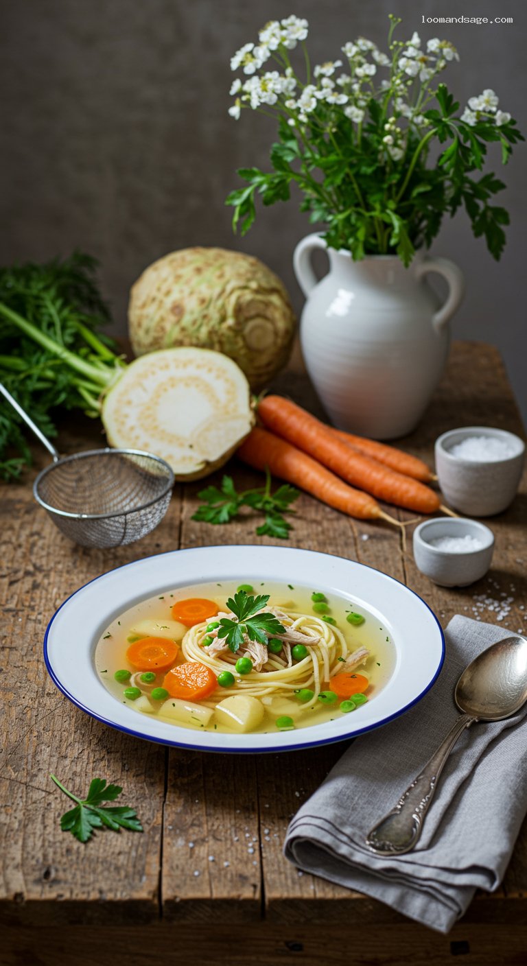 Újházy Chicken Soup with Egg Noodles and Parsley