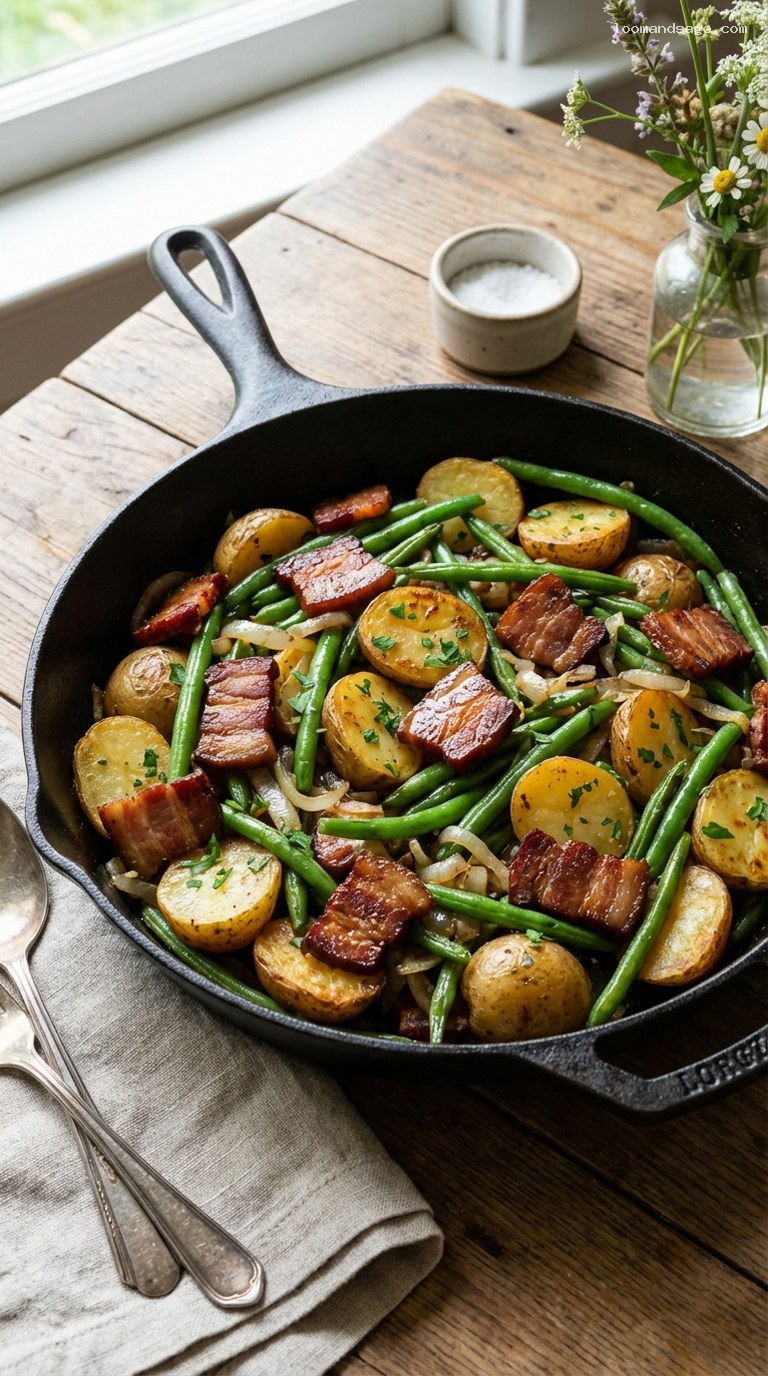 Amish Bacon, Green Bean, and Potato Skillet