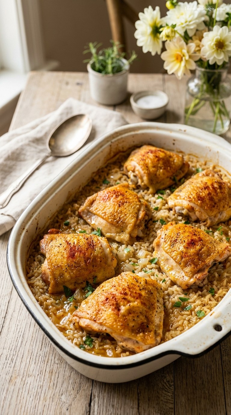 Amish Baked Chicken and Rice Casserole