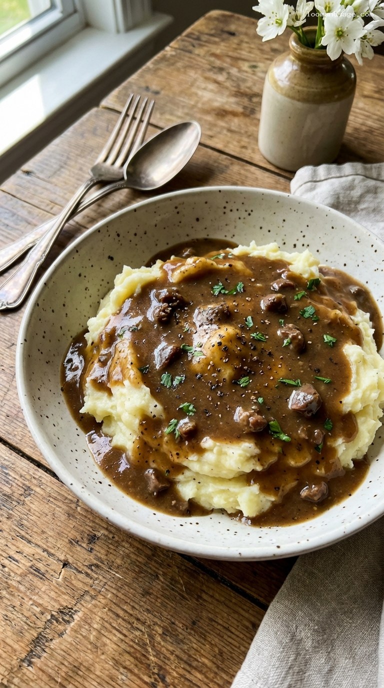Amish Chicken Gizzard Gravy Over Mashed Potatoes or Noodles