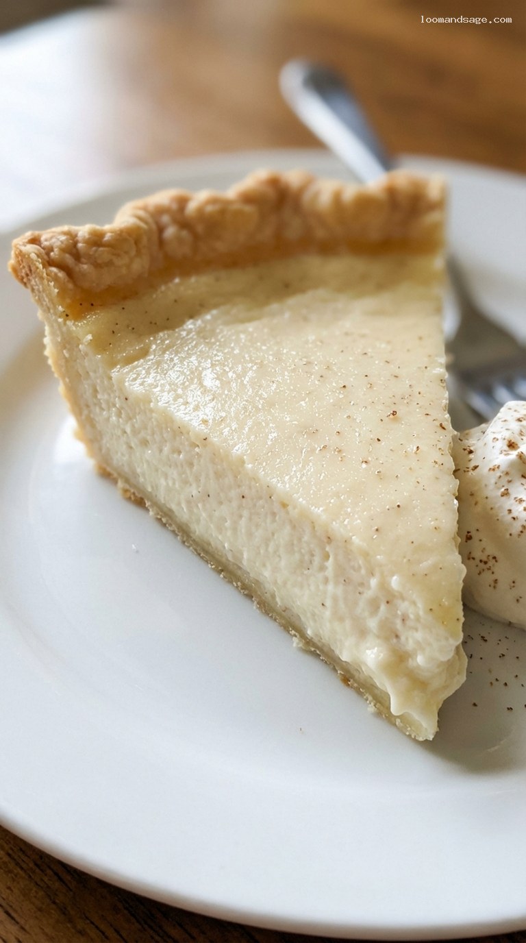 Amish Cottage Cheese Custard Pie With Nutmeg – Closeup