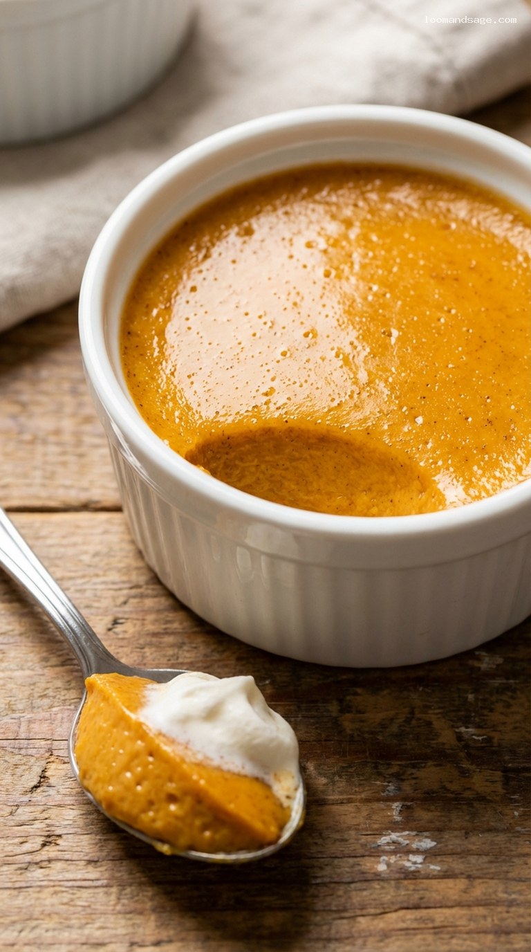 Amish Crustless Pumpkin Custard Dessert – Closeup