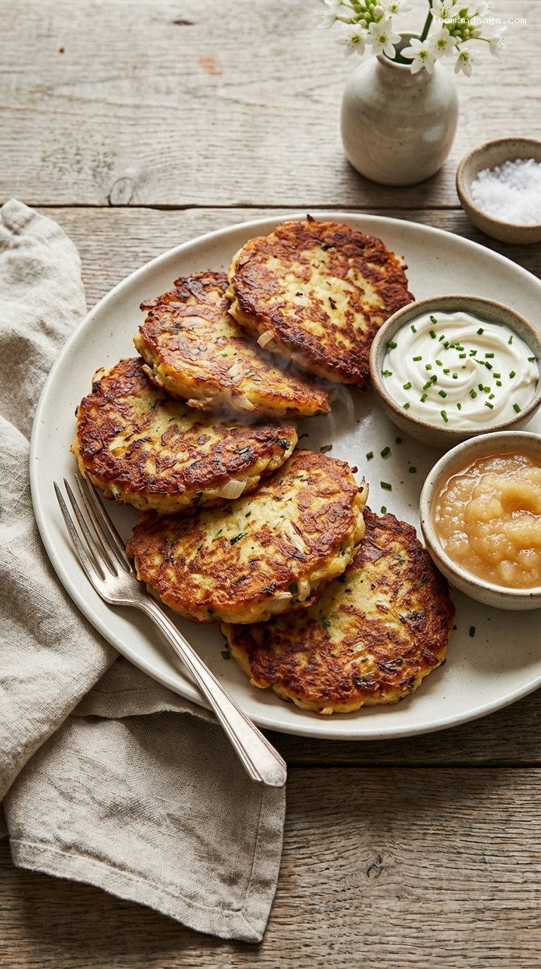 Amish Potato Cakes with Sour Cream or Applesauce
