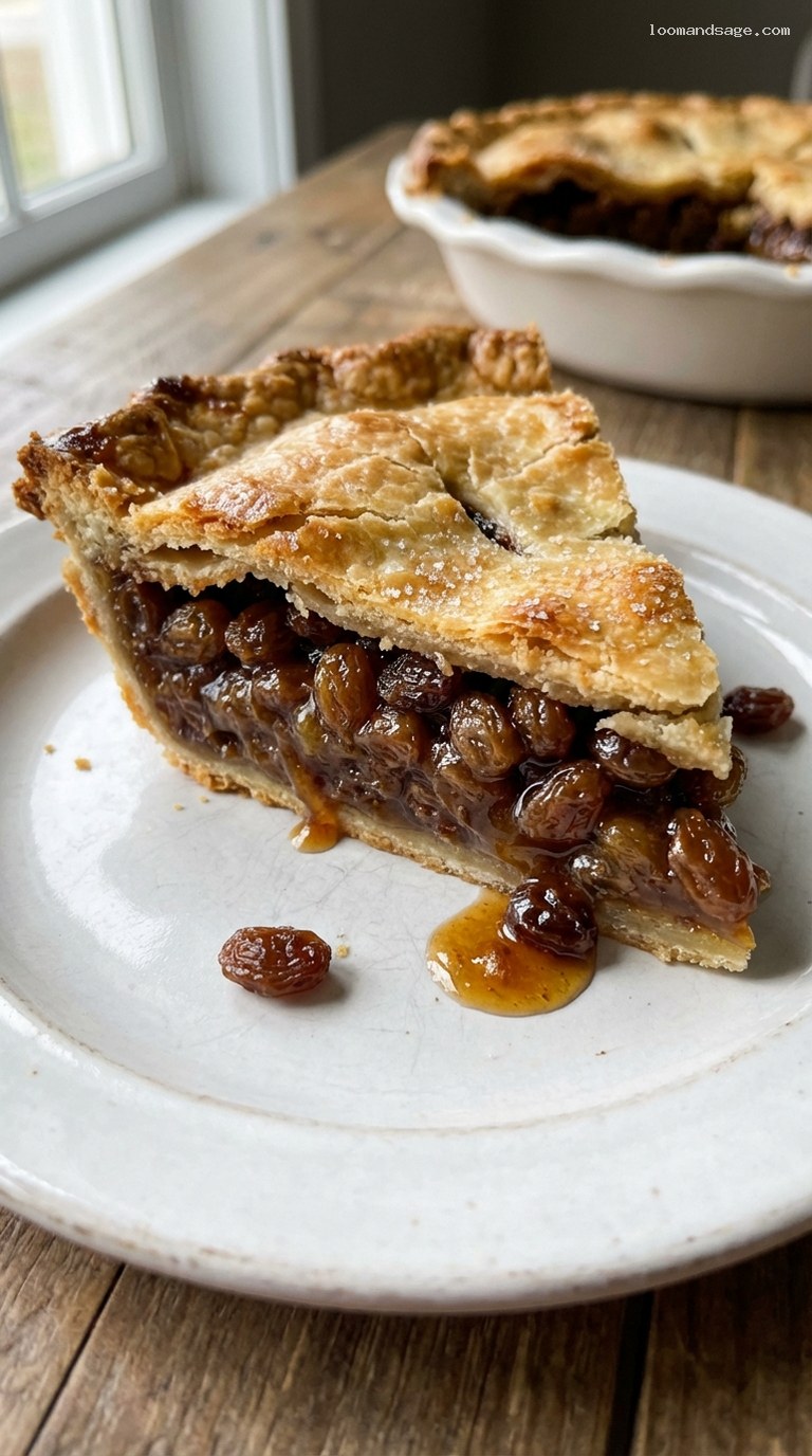 Amish Raisin Funeral Pie with Brown Sugar Custard – Closeup