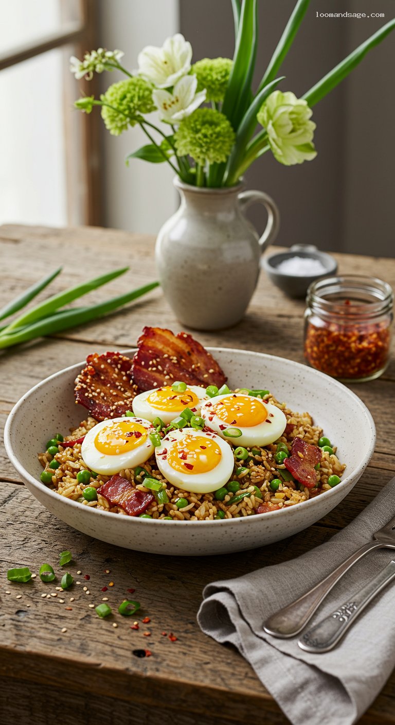 Bacon and Egg Fried Rice with Chili Crisp