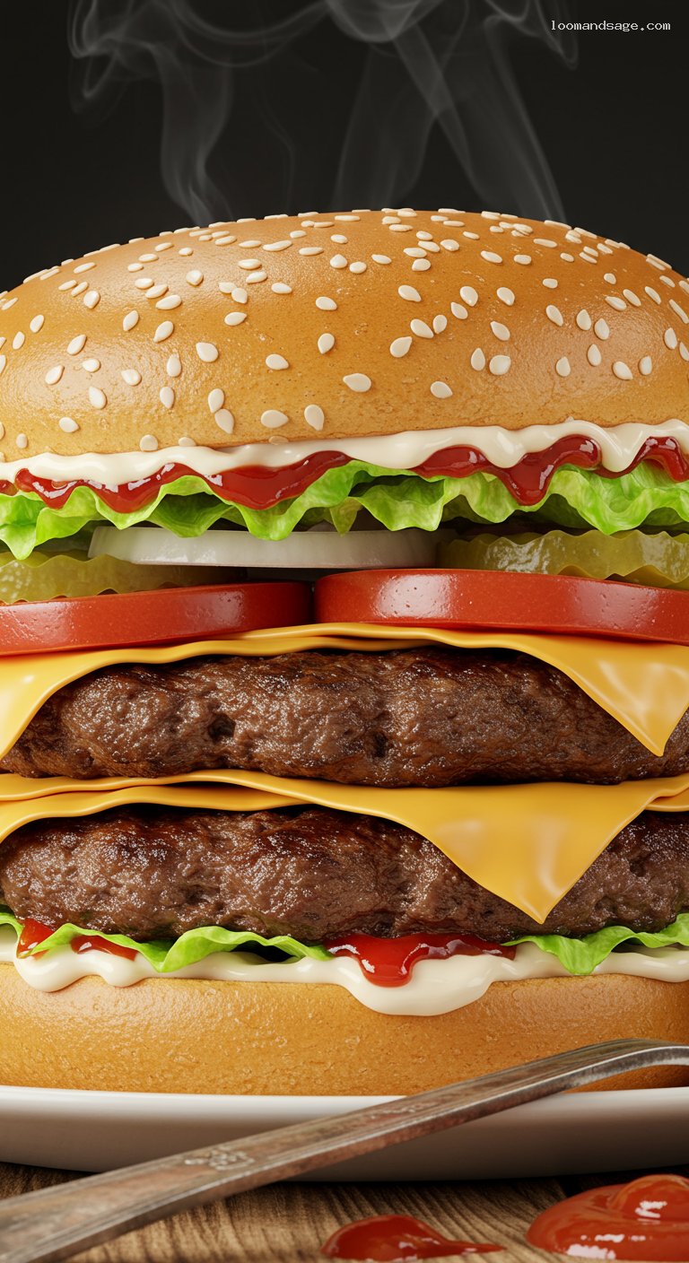 Big Buford-Style Double Cheeseburger Recipe – Closeup