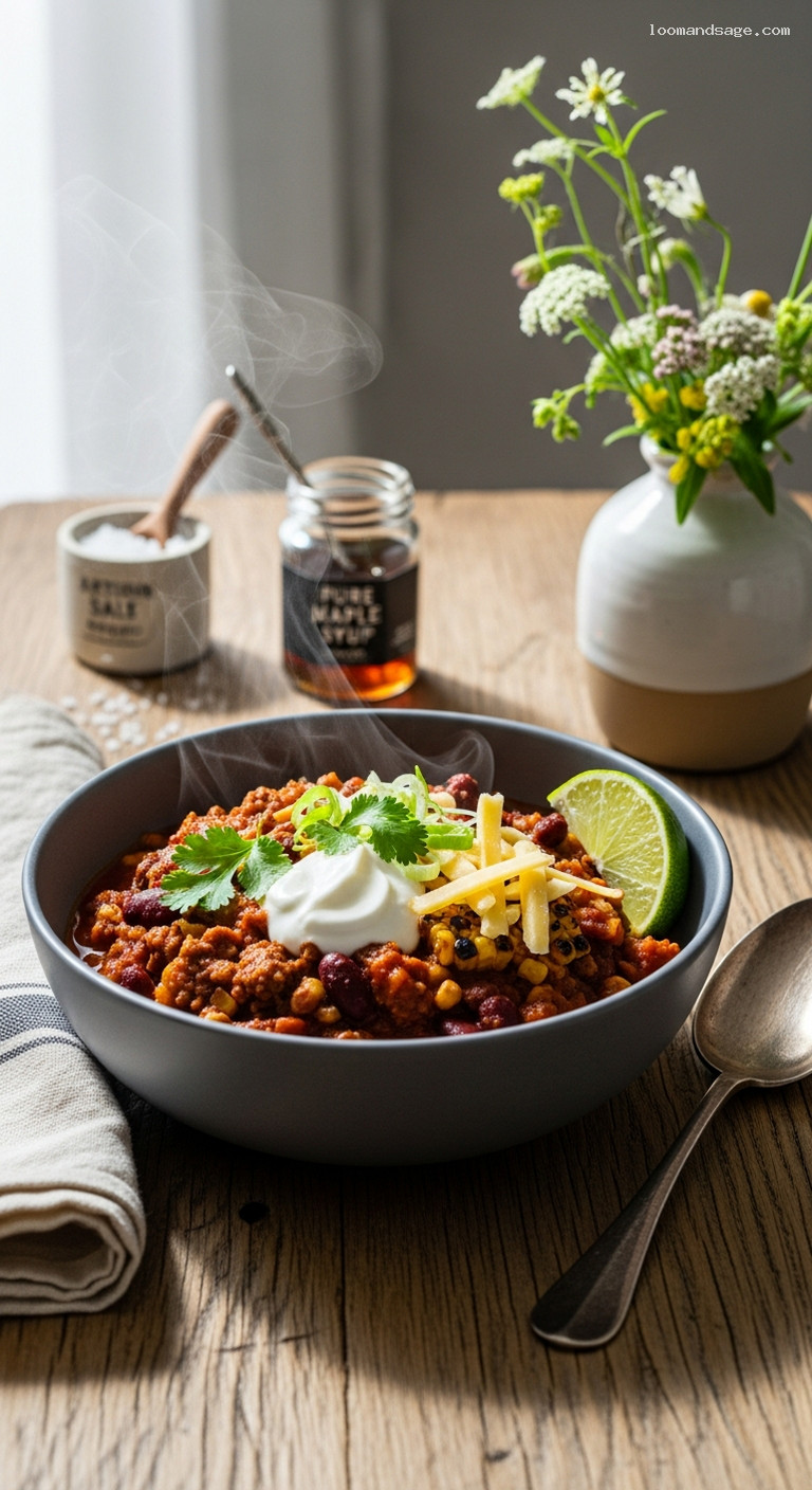 Bison and Roasted Corn Chili with Maple