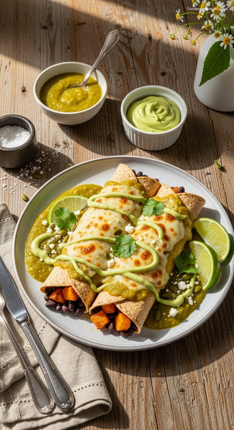 Black Bean and Roasted Butternut Squash Enchiladas