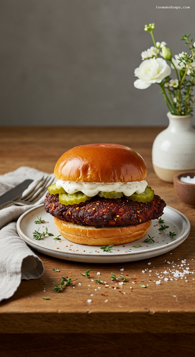 Blackened Chicken Sandwich with Pickles and Peppery Mayo