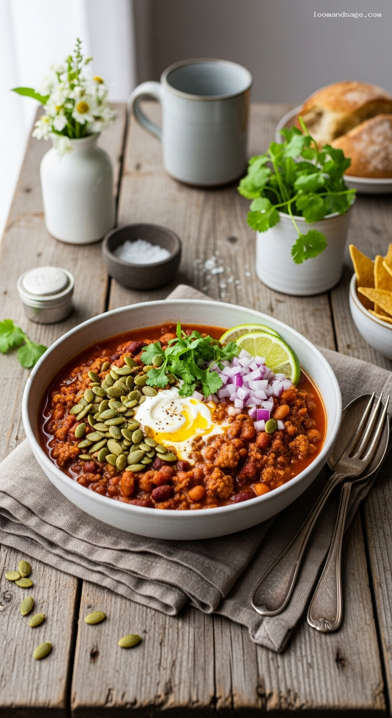 Brown Butter Pumpkin Seed Chili With Pinto Beans