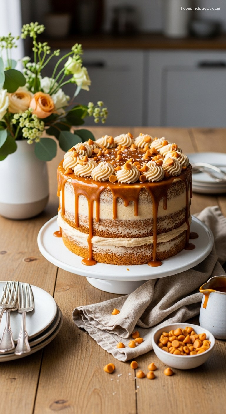 Brown Sugar Butterscotch Cake With Toffee Crunch