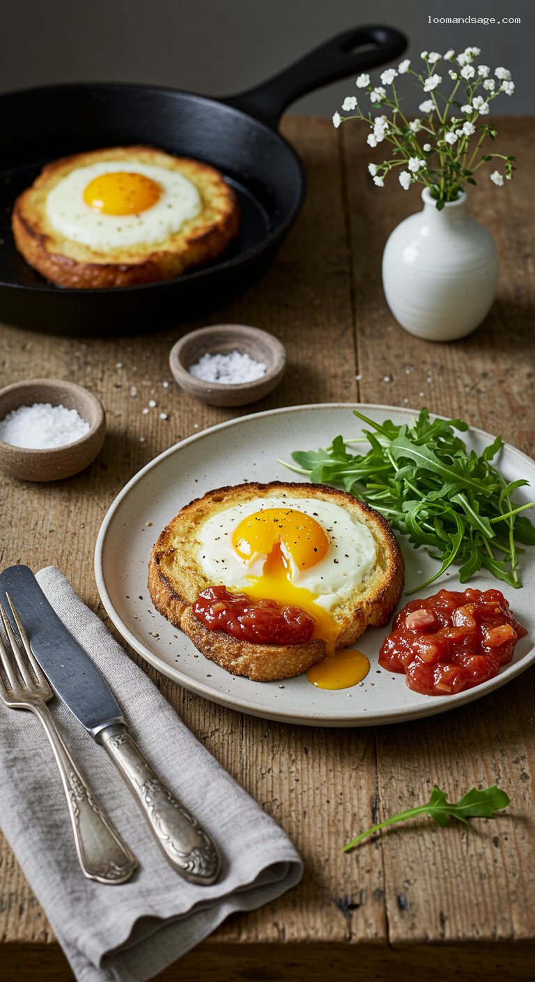 Butter-Fried Sourdough Egg-in-a-Hole with Bacon-Tomato Jam