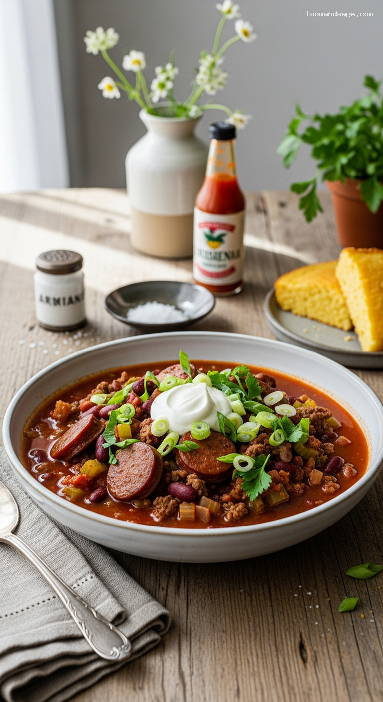 Cajun Chili with Andouille, Beef, and Red Beans