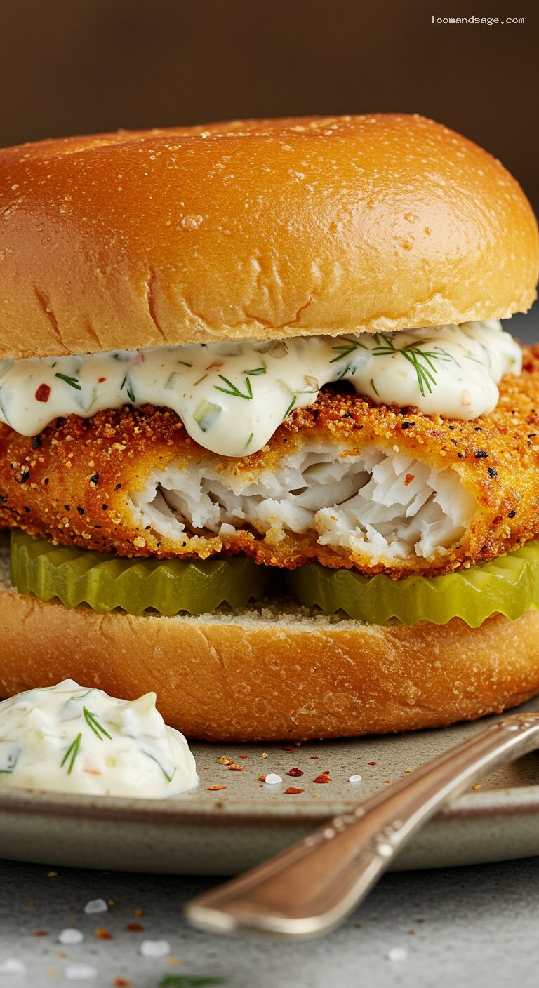 Cajun Flounder Fish Sandwich (Popeyes Copycat) – Closeup