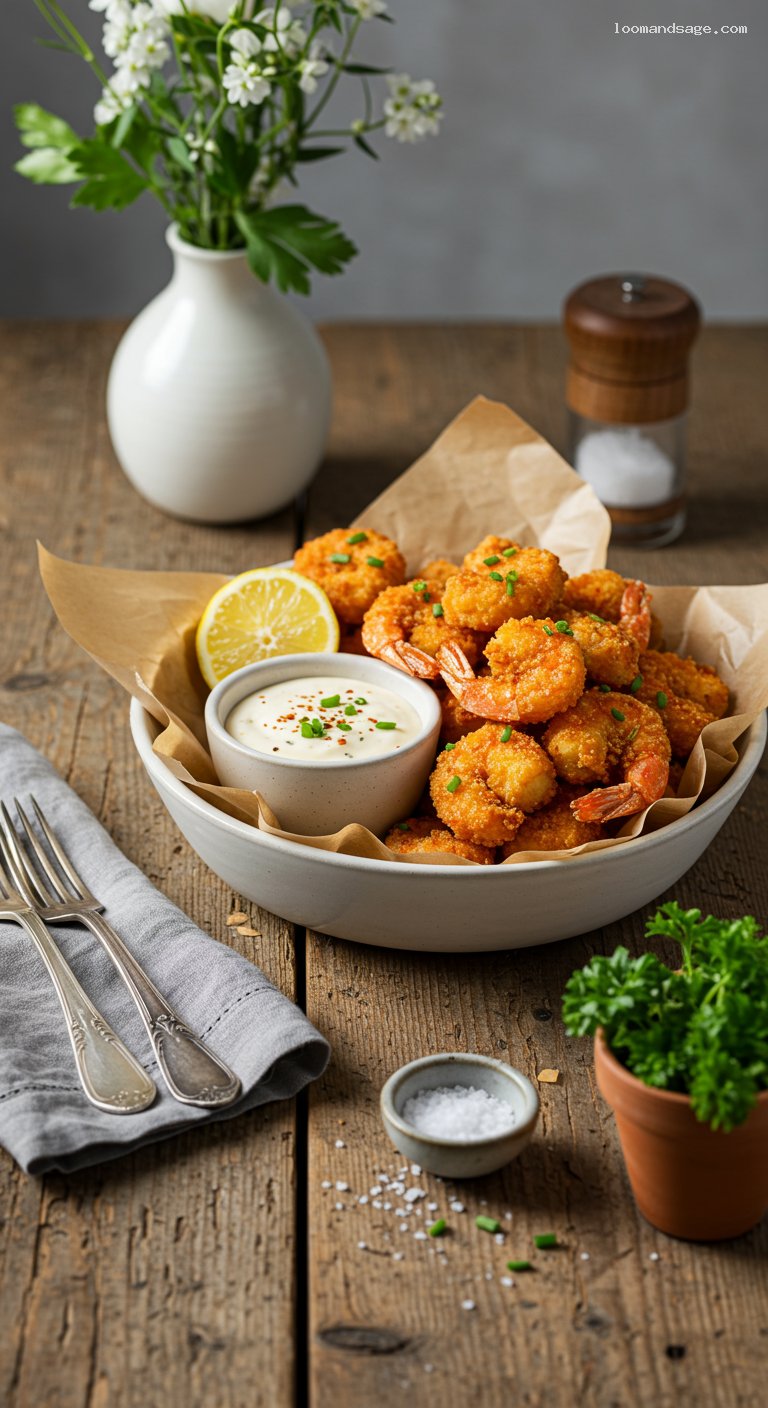Cajun Popcorn Shrimp with Creamy Dipping Sauce