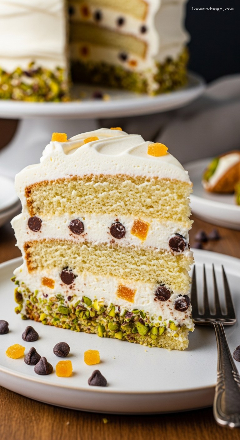 Cannoli Layer Cake with Mascarpone Frosting – Closeup