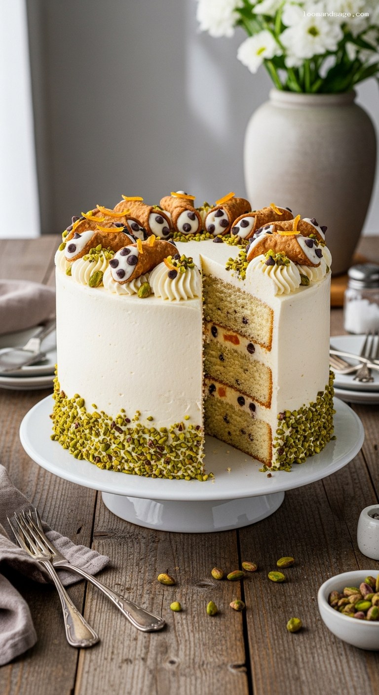 Cannoli Layer Cake with Mascarpone Frosting