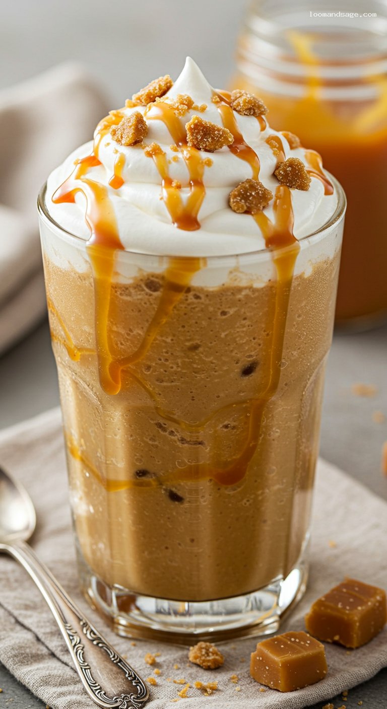 Caramel Ribbon Crunch Frappuccino Copycat Recipe – Closeup