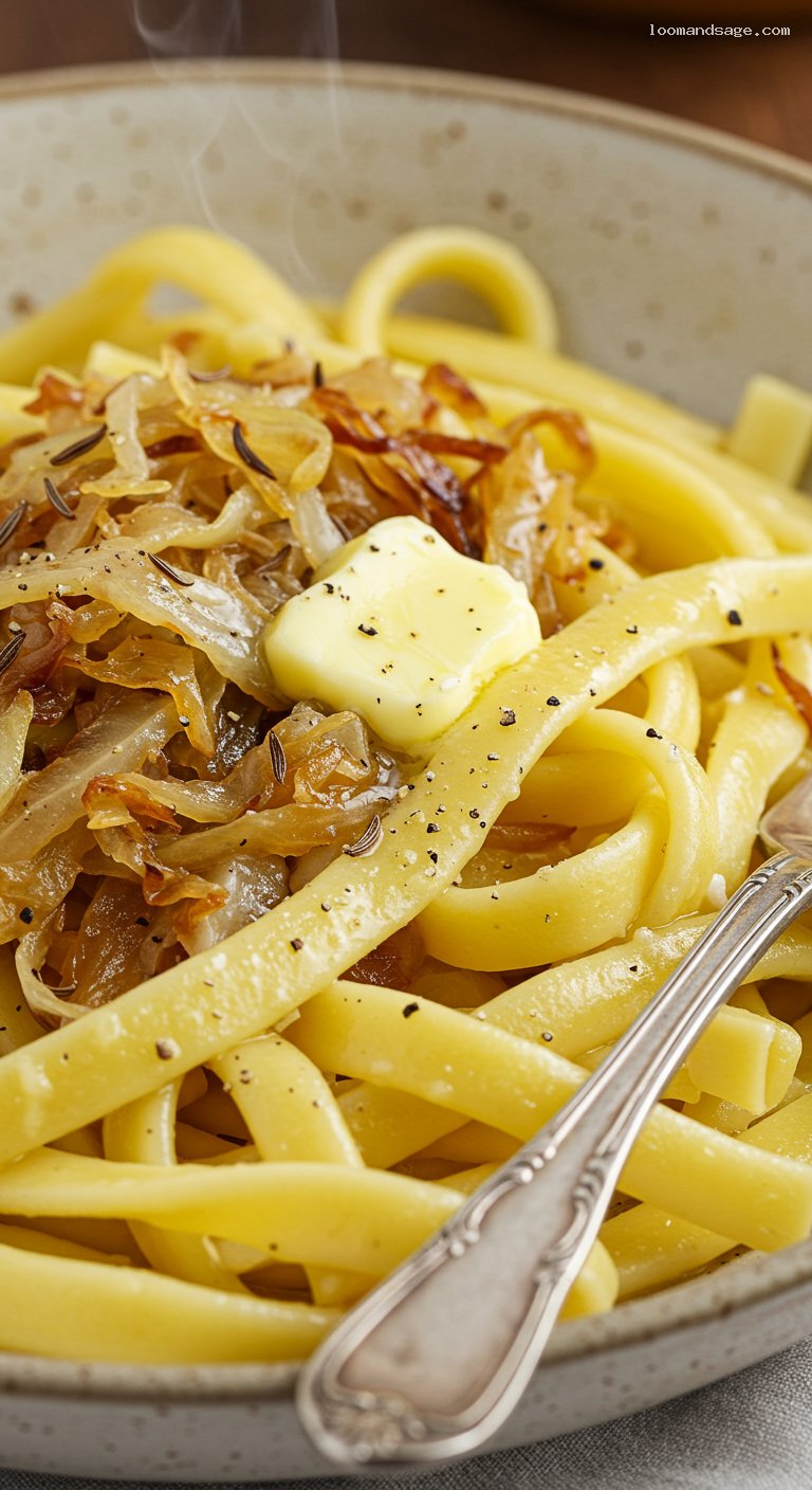 Caramelized Cabbage Noodles (Káposztás Tészta) – Closeup