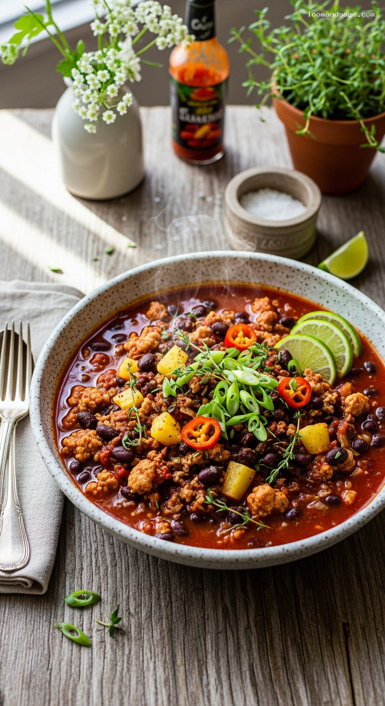 Caribbean Jerk Chili with Pineapple and Black Beans