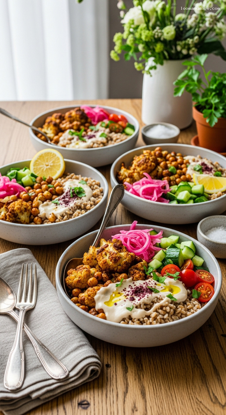 Cauliflower and Chickpea Shawarma Bowls with Tahini