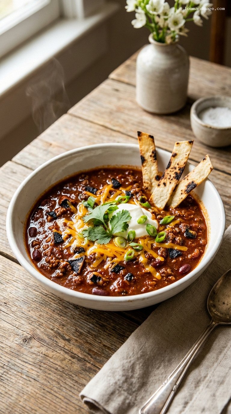 Charred Corn Tortilla Chili with Beef or Turkey