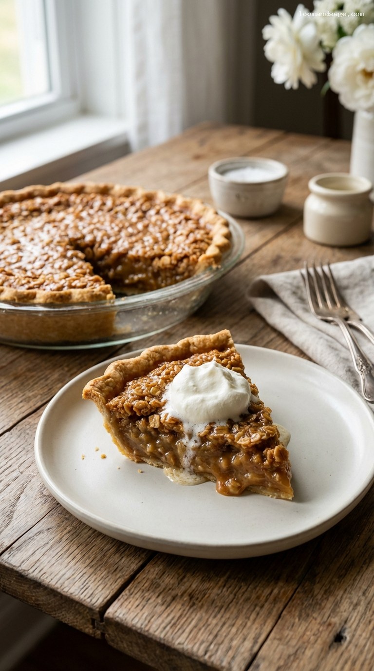 Chewy Amish Oatmeal Pie With Gooey Toffee Filling