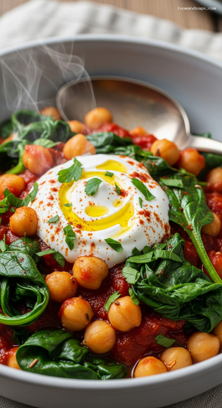 Chickpea and Spinach Chili with Smoked Paprika – Closeup
