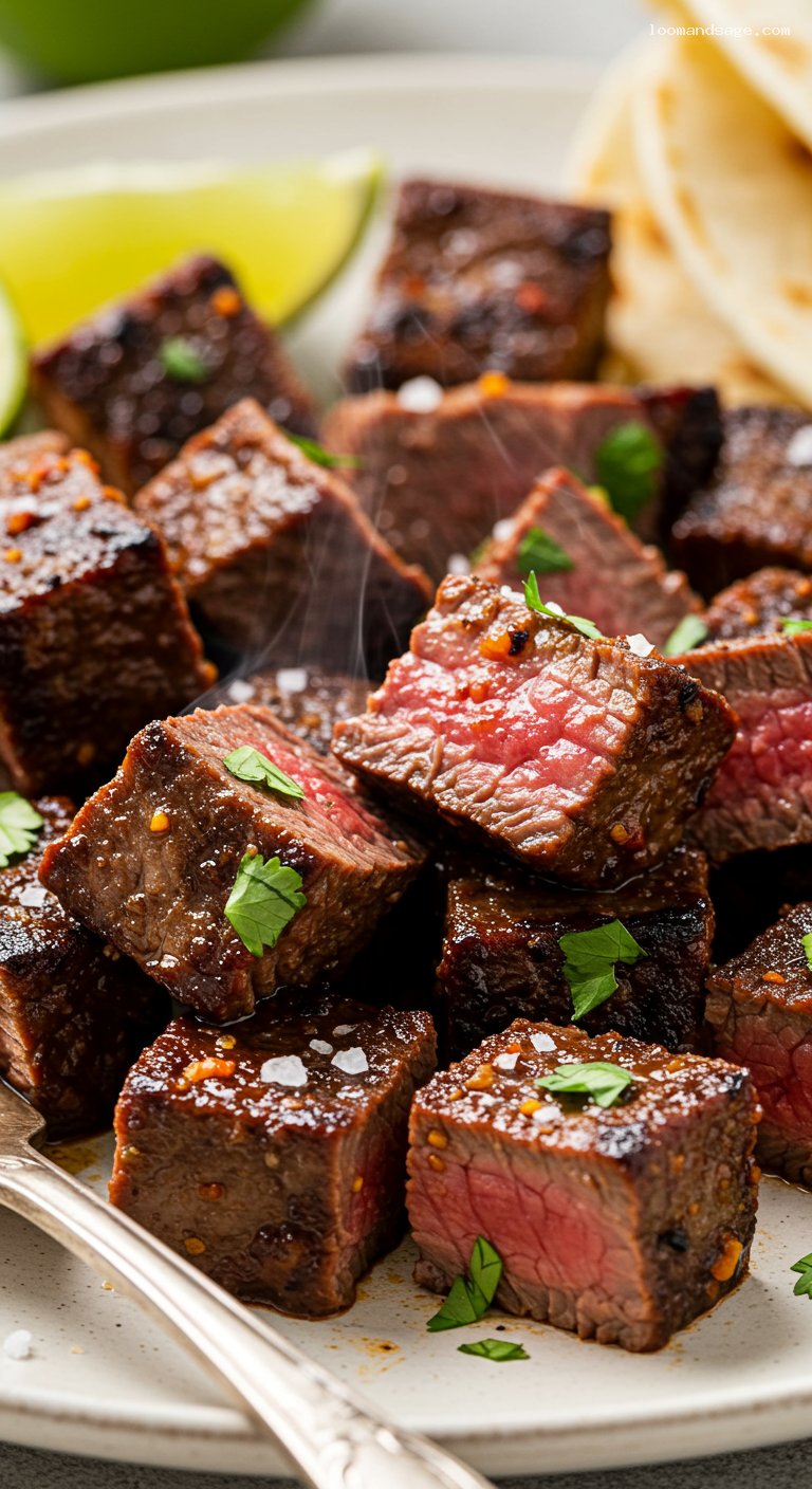 Chipotle Adobo Grilled Steak for Bowls and Tacos – Closeup