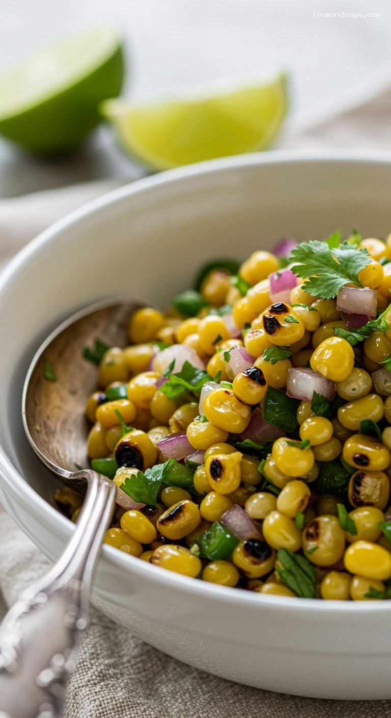 Chipotle-Style Roasted Chili-Corn Salsa – Closeup