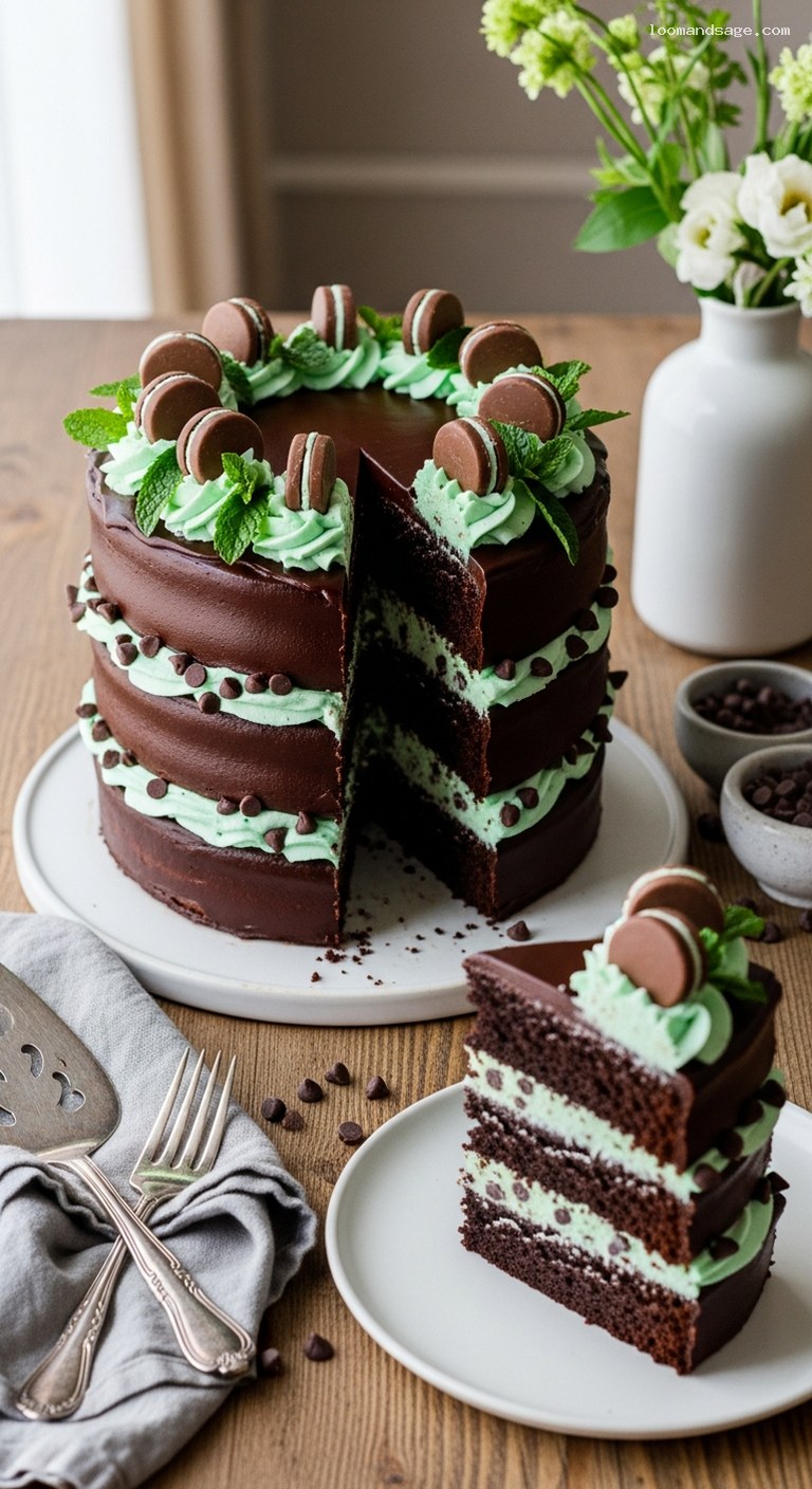 Chocolate Mint Layer Cake With Mint Chip Buttercream