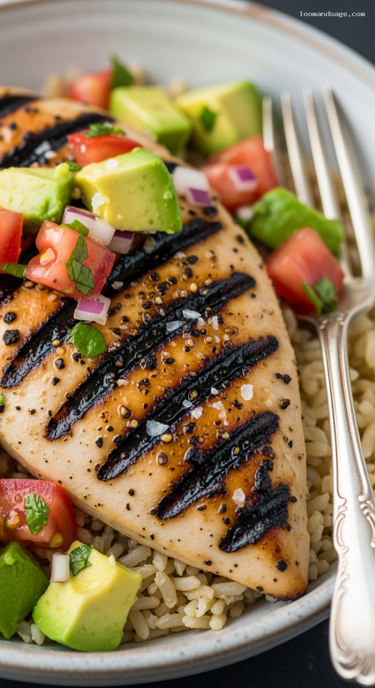 Cilantro-Lime Grilled Chicken with Avocado Salsa – Closeup