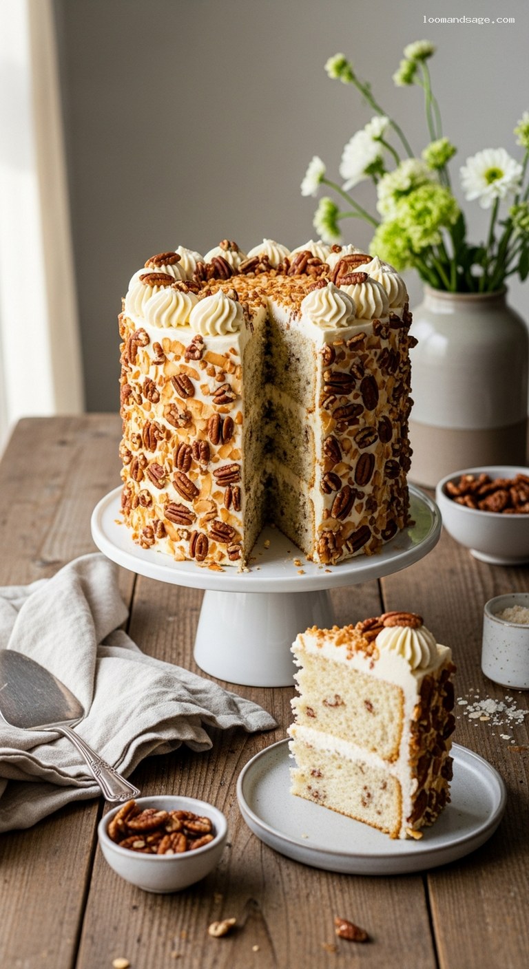 Classic Italian Cream Cake With Coconut and Pecans