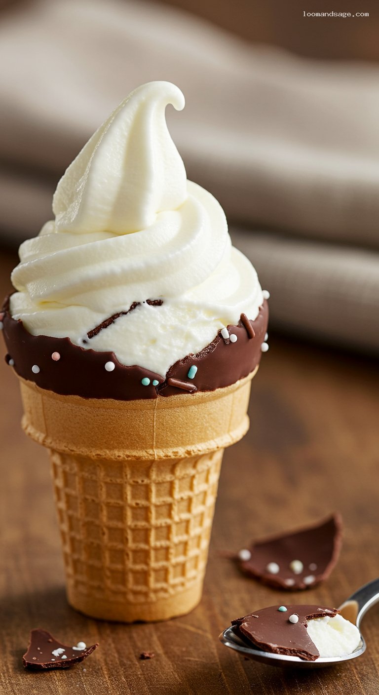 Copycat Dairy Queen Chocolate-Dipped Cone – Closeup