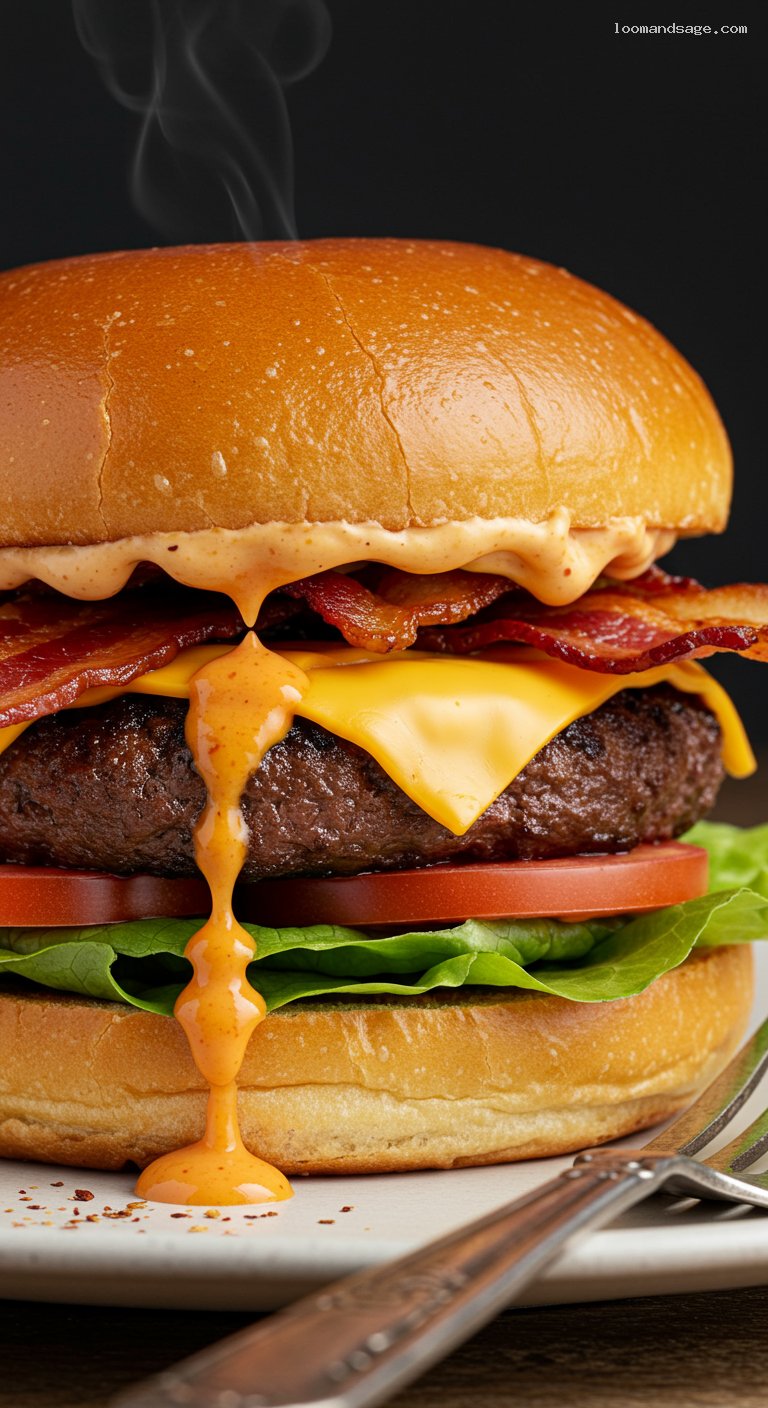 Copycat Dairy Queen Flamethrower Burger Recipe – Closeup