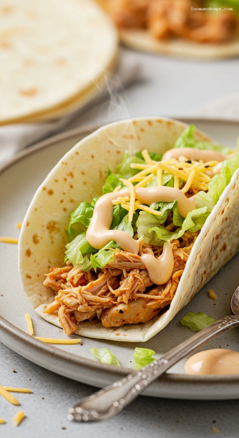 Copycat Del Taco Chicken Soft Tacos with Secret Sauce – Closeup