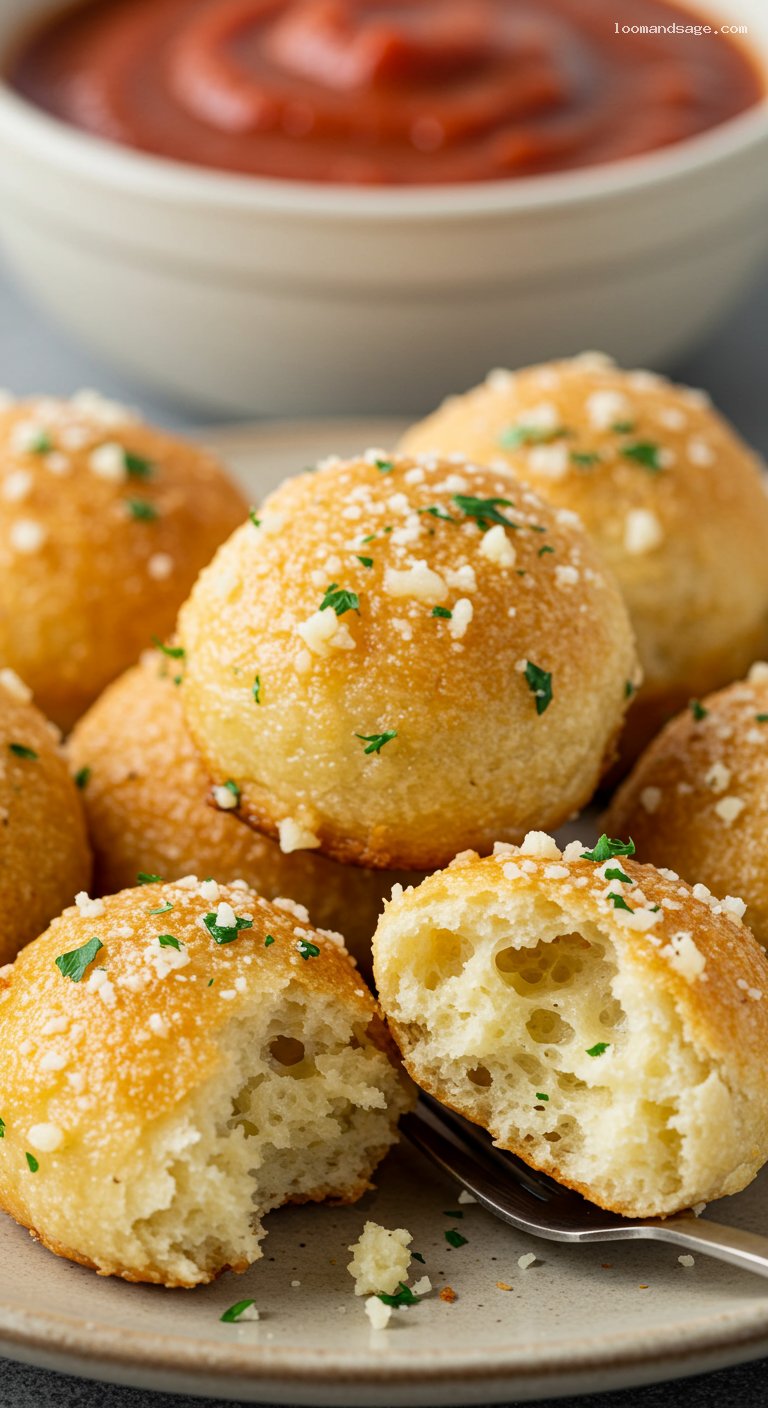 Copycat Domino’s Parmesan Bread Bites with Marinara – Closeup