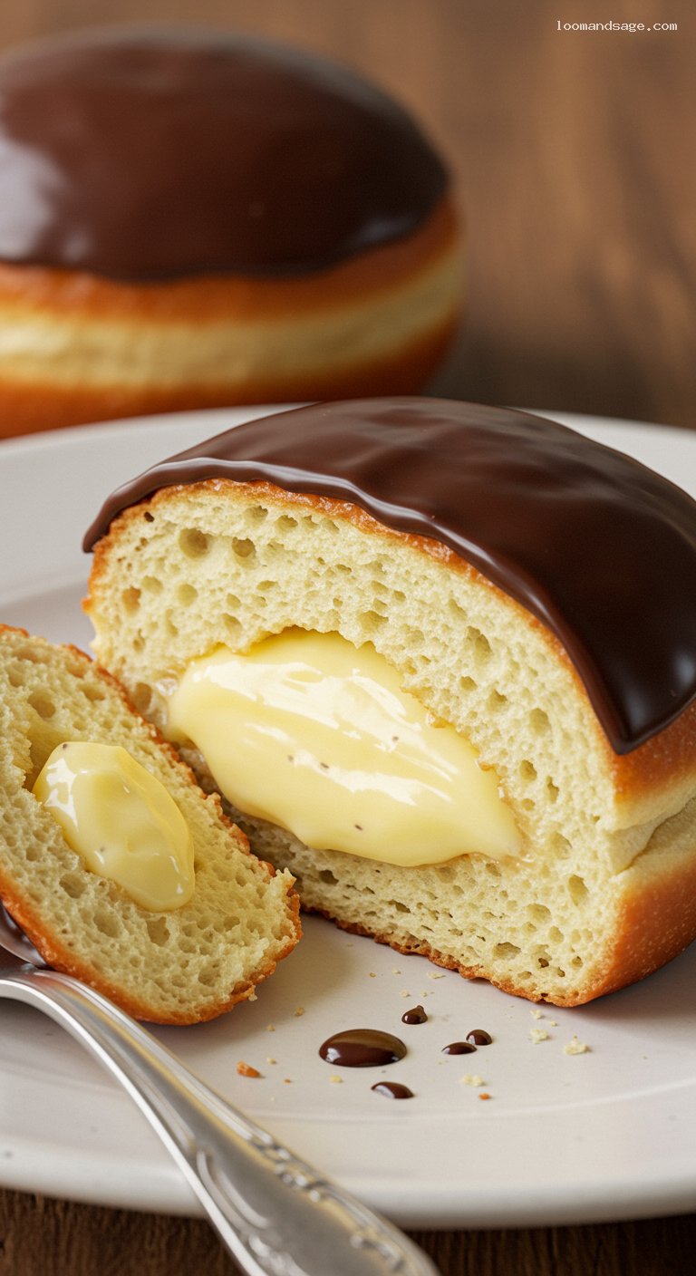 Copycat Dunkin’ Boston Kreme Donuts – Closeup