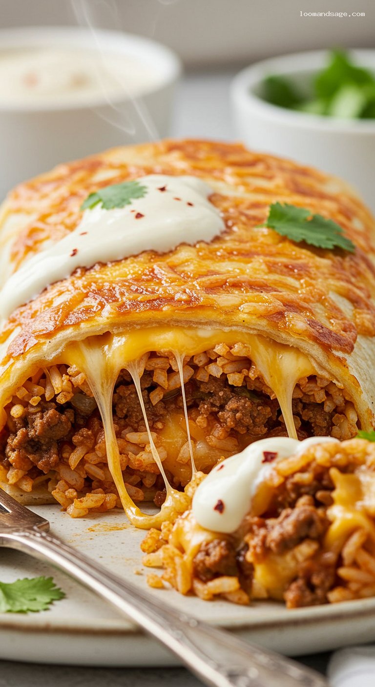 Copycat Grilled Cheese Burrito with Chipotle Crema – Closeup