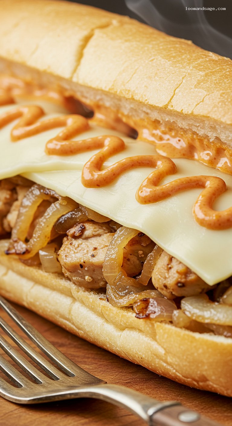 Copycat Jersey Mike’s Chipotle Chicken Cheese Steak – Closeup