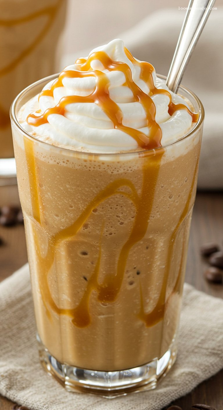 Copycat McDonald’s Caramel Frappé with Whipped Cream – Closeup