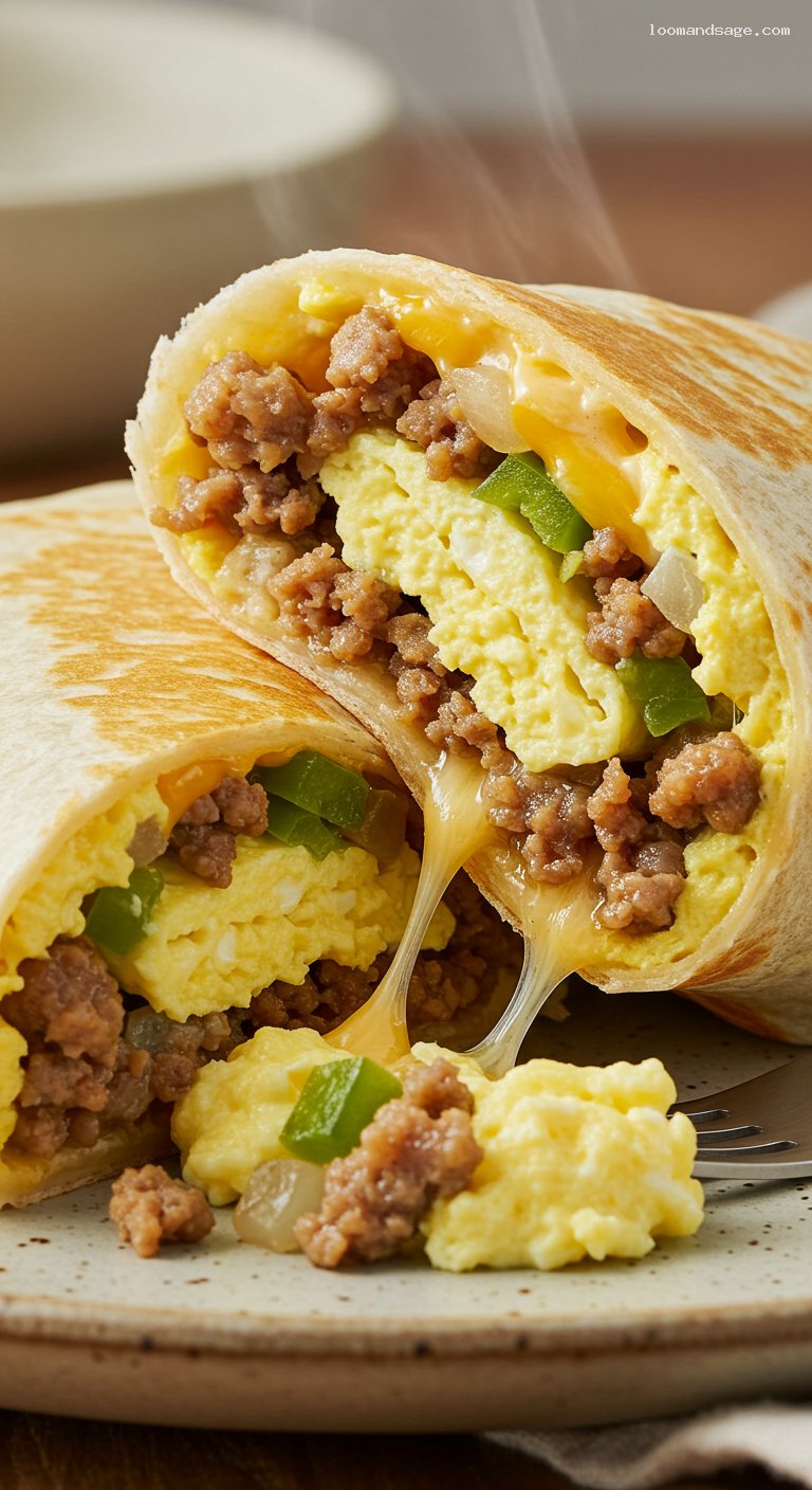 Copycat McDonald’s Sausage Breakfast Burrito – Closeup