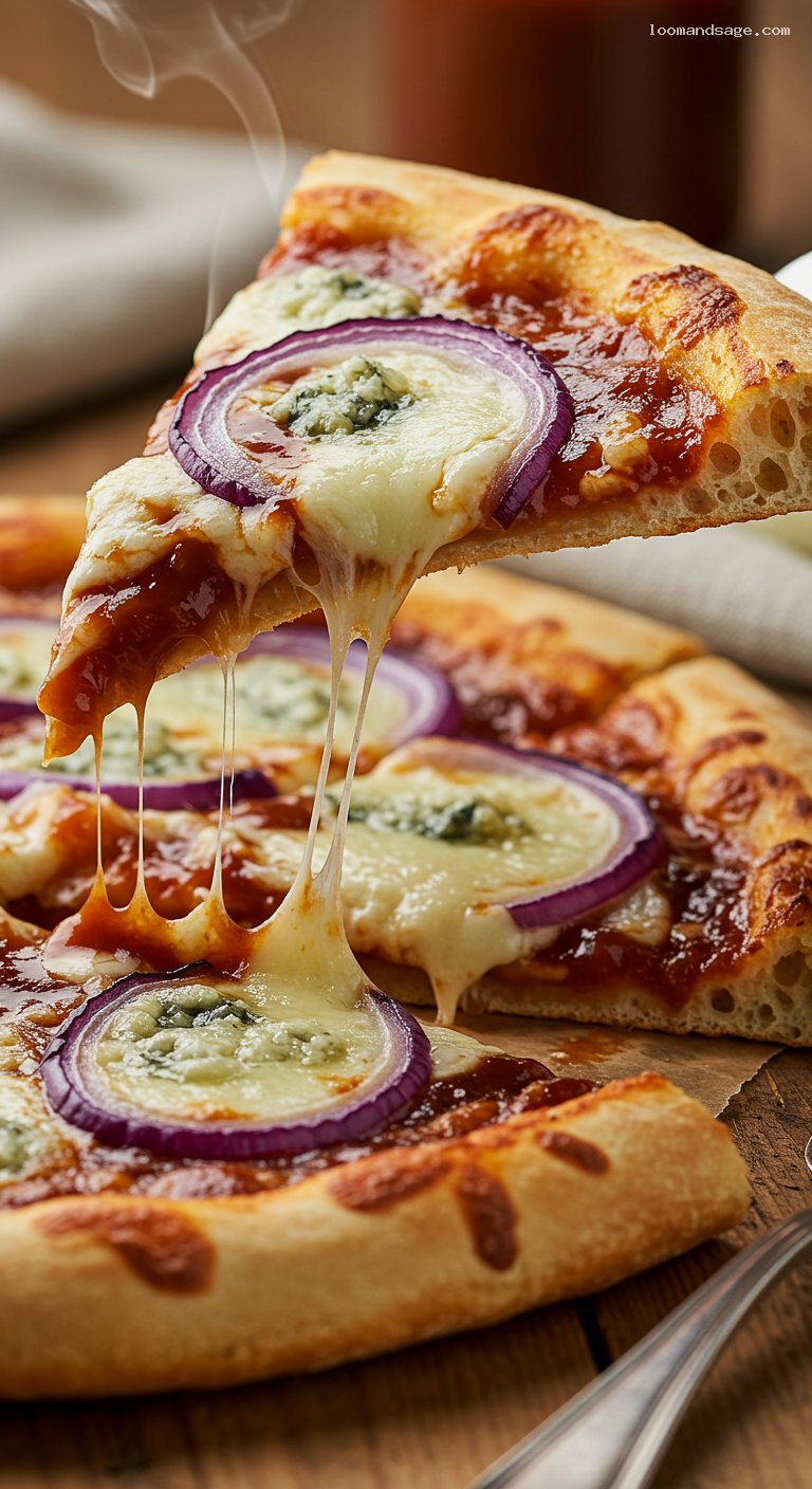 Copycat MOD Pizza Caspian with BBQ Chicken and Gorgonzola – Closeup