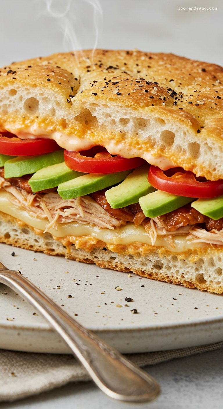Copycat Panera Chipotle Chicken Avocado Melt – Closeup
